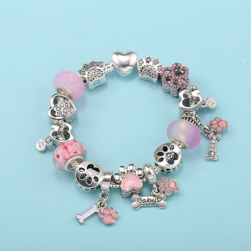 Hollow Foot Beads Charm Bracelets
