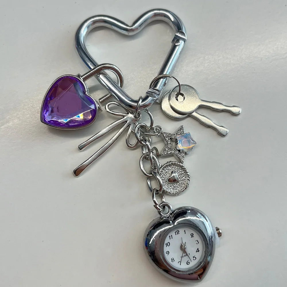 Star Pocket Adjustable Watch Clock Keychain Zinc Alloy