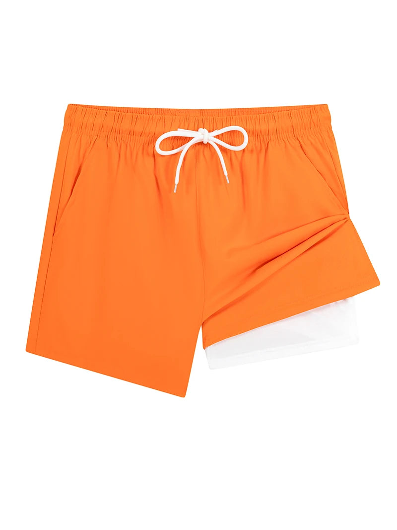 Mens Swim Trunks with Compression Liner Phone Pocket