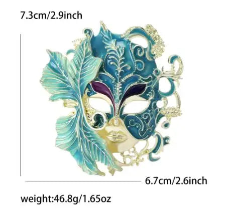 cross-border fashion creative heavy industry enamel drip oil carnival mask brooch alloy personality
