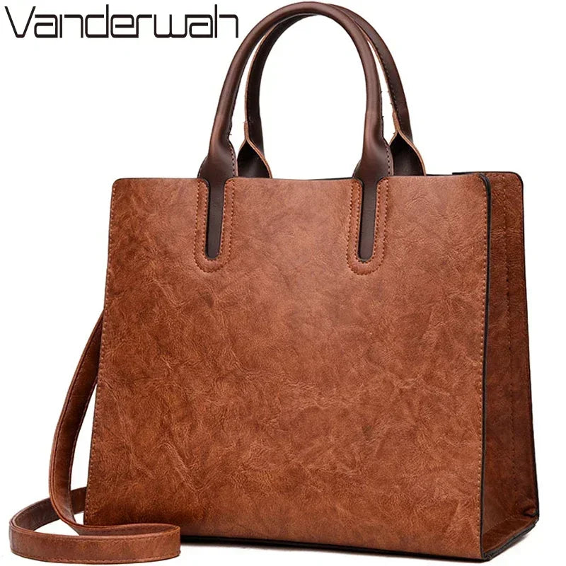 OIL SKIN Leather Big Casual Tote