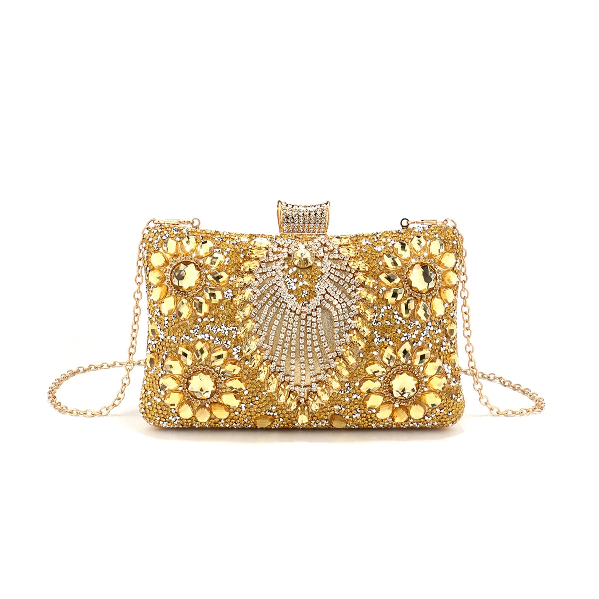 Acrylic Flower One Side Glitter Tassel  Clutch