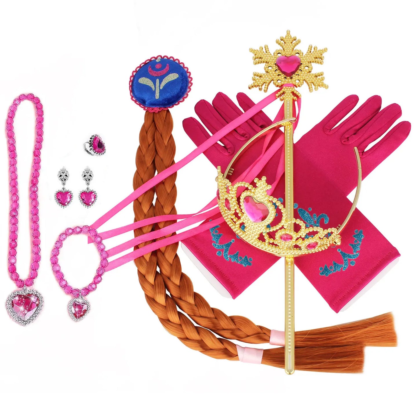 Elsa Birthday Party Costume Play Accessories Headwear Tiara Snow Queen Kid Princess Wig Braid Kid Carnival Cosplay Dress up Kits