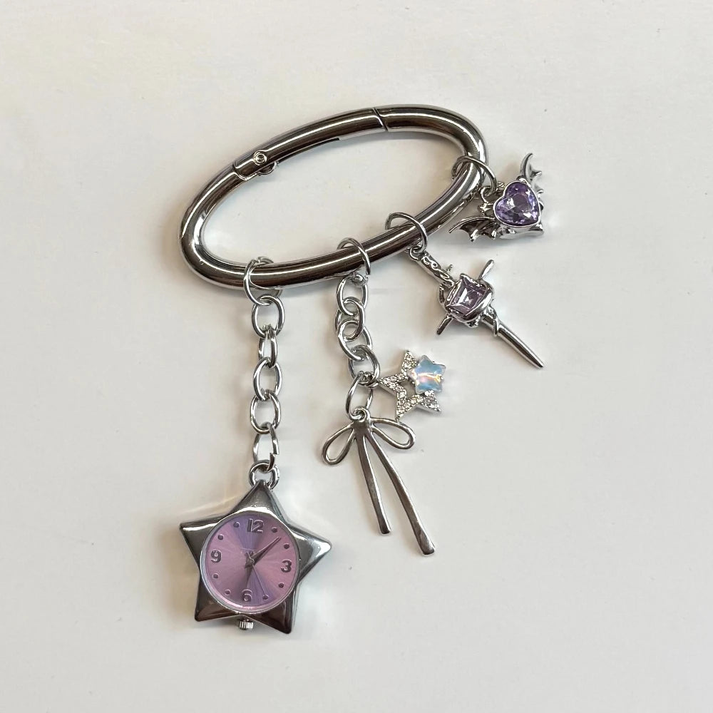 Star Pocket Adjustable Watch Clock Keychain Zinc Alloy