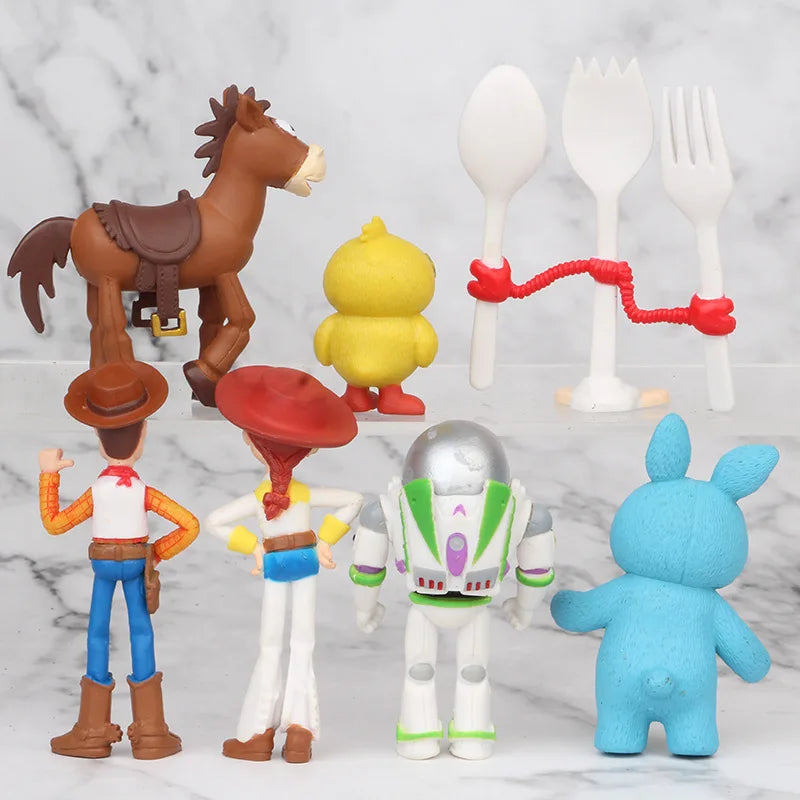 7Pcs/Set Toy Story 4 Action Figures Toy Woody Jessie Buzz Lightyear Forky Pig Bear Figura Model Doll Figurine  Birthday GiftK