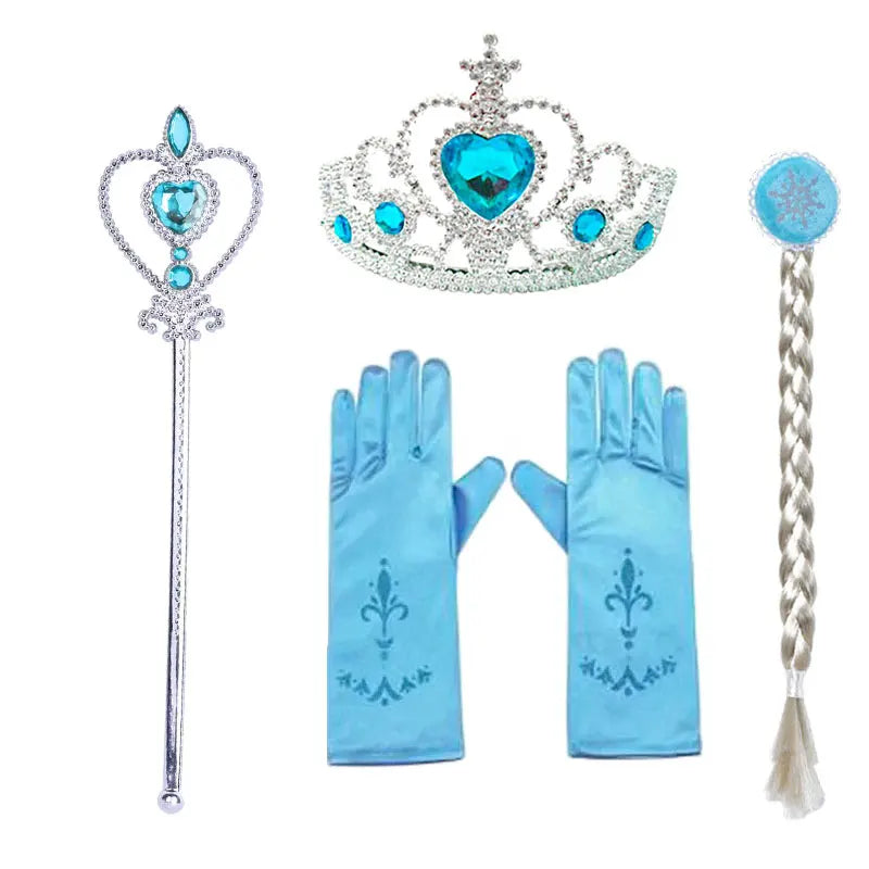 Elsa Birthday Party Costume Play Accessories Headwear Tiara Snow Queen Kid Princess Wig Braid Kid Carnival Cosplay Dress up Kits