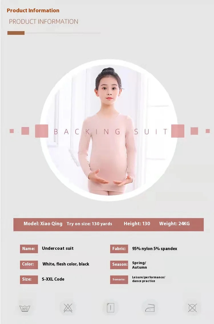 Spring Autumn Dancewear Kids Thermal Underwear Stretchy Girls Tight Underwear 2-14 Years Thin Base Performances Teen Clothes Set