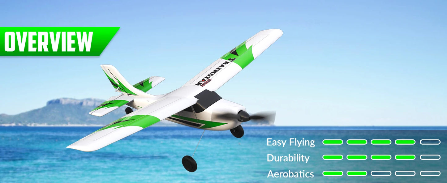 VOLANTEXRC RC Airplane Mini Trainstar 2.4GHz 3CH 3level Flight Control Fixed Wing Airplane Remote Control One-Key U-Turn Easy To Fly For Beginners 761-1RTF