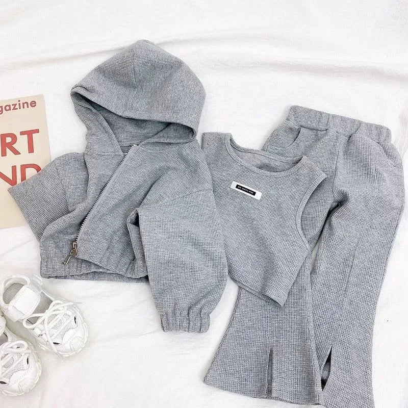 Children's Clothing Sets Hoodie+ Tank Top + Bell-bottoms 3Pcs Sets Kids Clothes Girls Baby Girl Outfit Set Kids Boutique Clothes