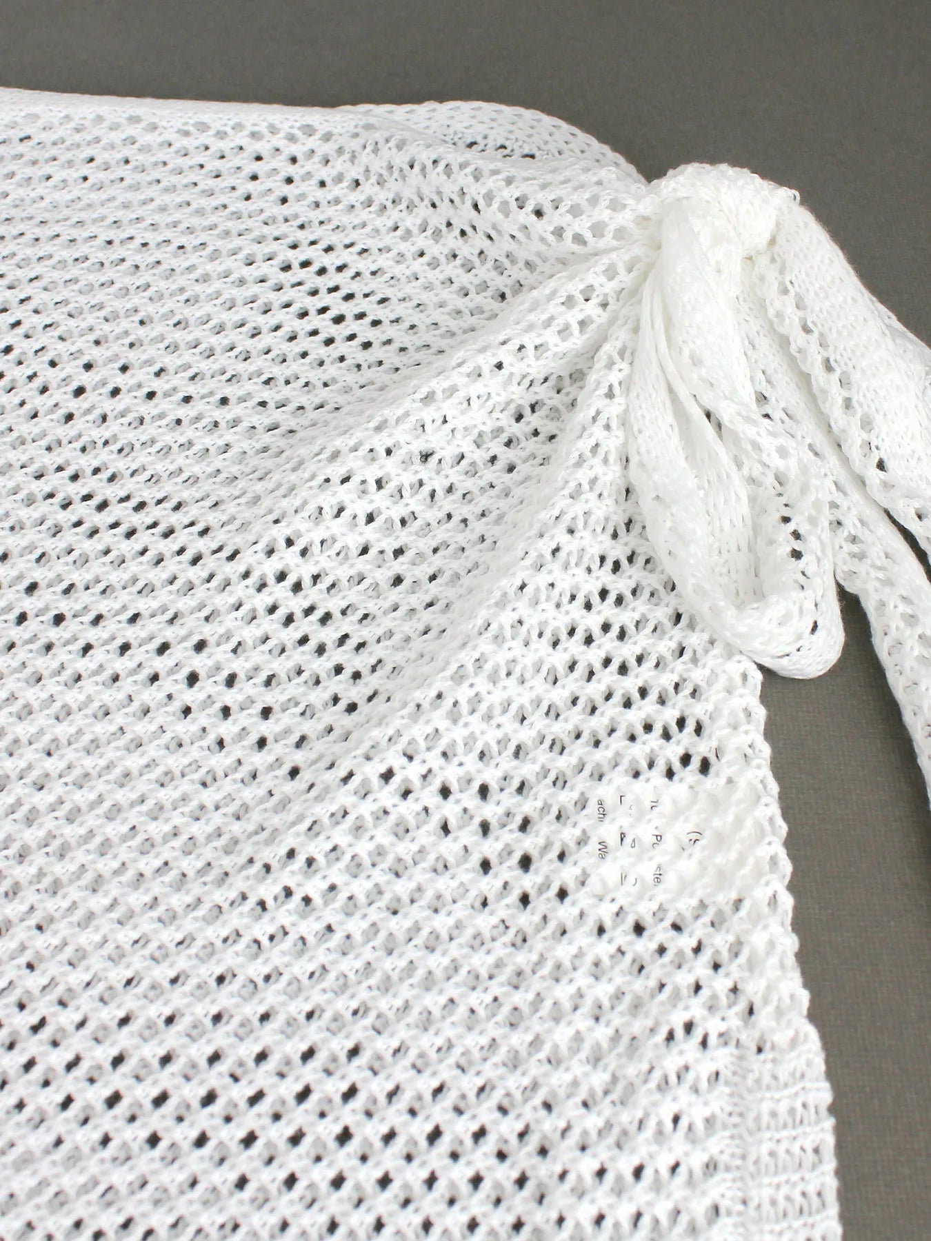 Women's Knitted Short Skirt with Hollow Straps and Slit, Sexy Beach Coverup Shirt for Summer