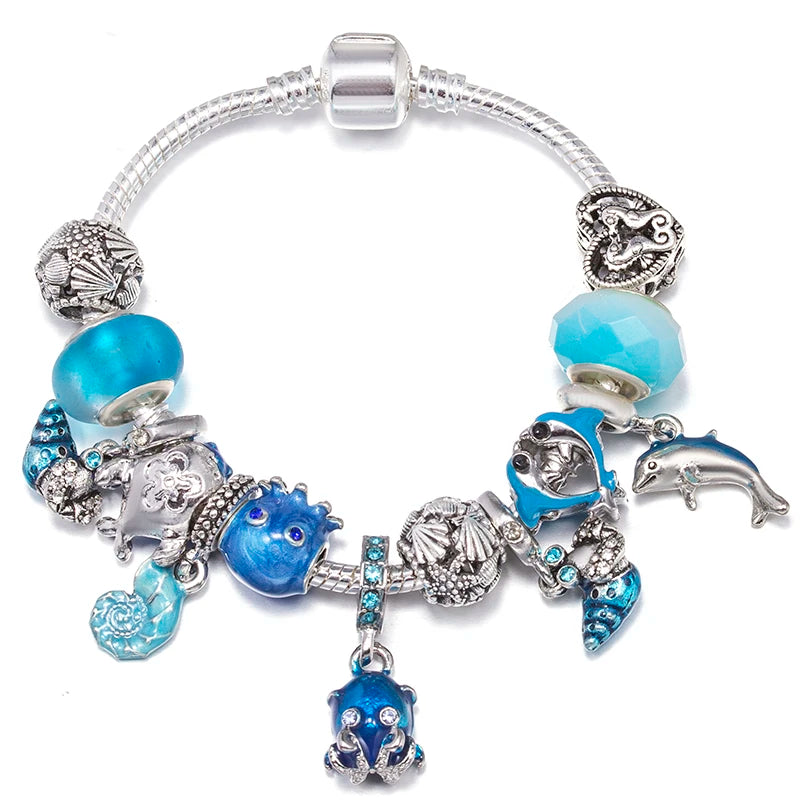 Hollow Foot Beads Charm Bracelets