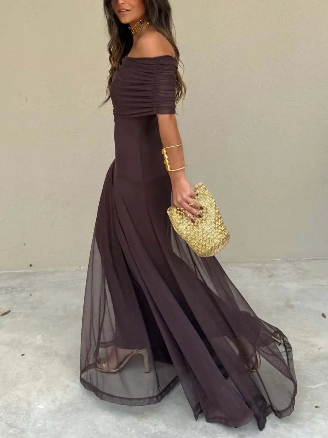 Tube Top Mesh Stitching Dress