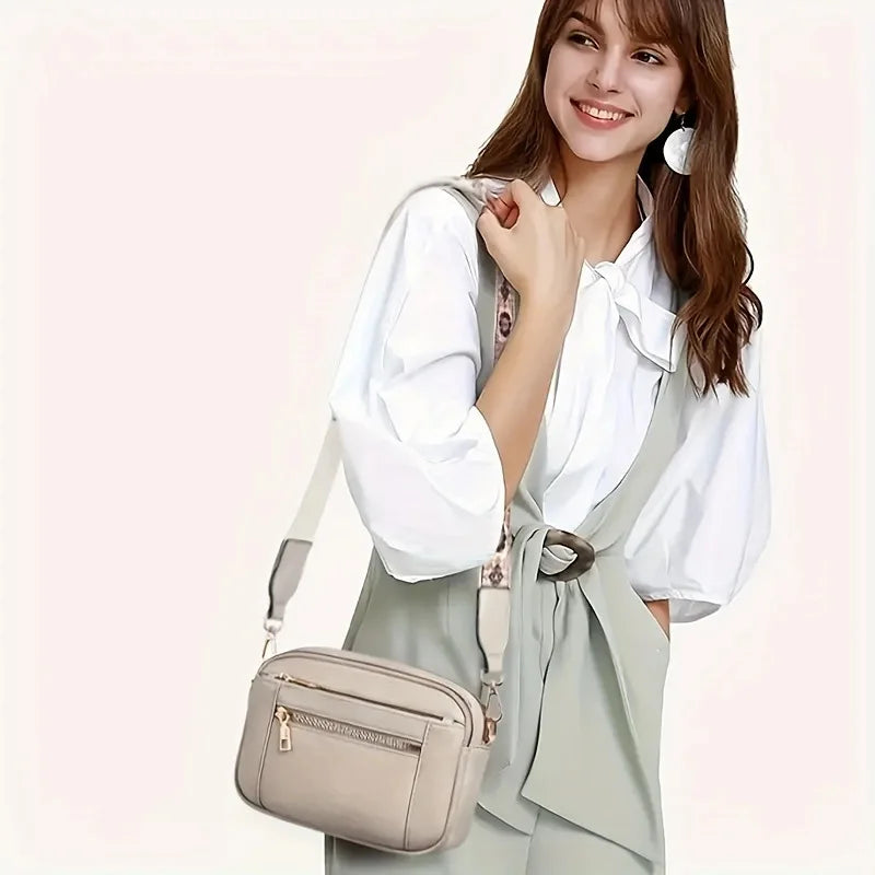 Retro fashion classic, women's multifunctional bag, zipper shoulder strap crossbody bag, small square bag, suitable for office w