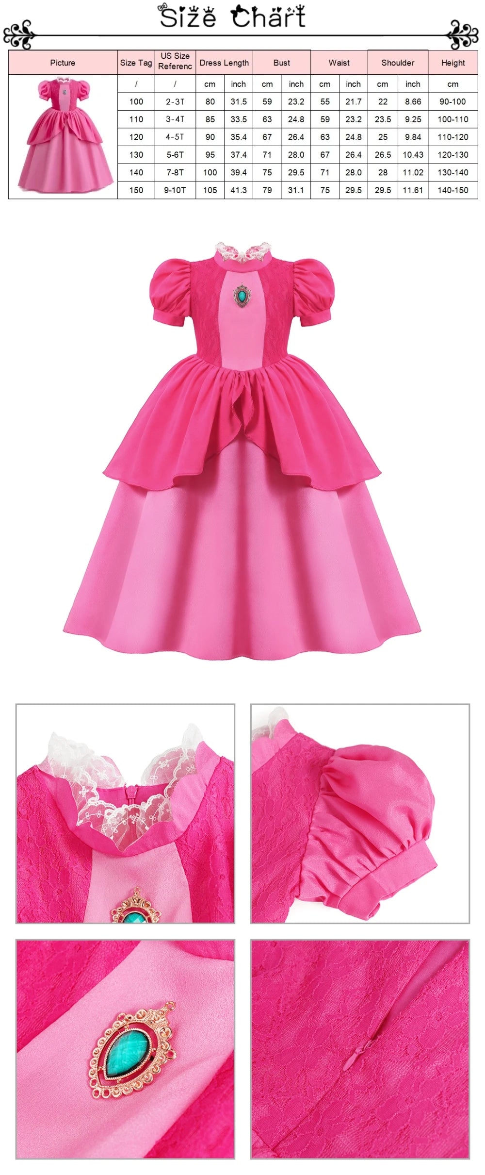 Muababy Princess Dress for Girls Aurora Belle Elsa Jasmine Cosplay Costume Party Halloween Carnival Outfit Kids 2-8Y Vestido