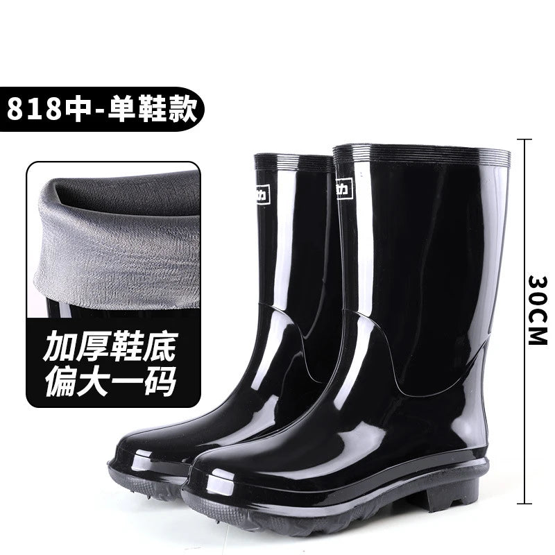 Low High Tube Black Women Men's Rain Boots Waterproof Fishing Boots Couple Non-slip t