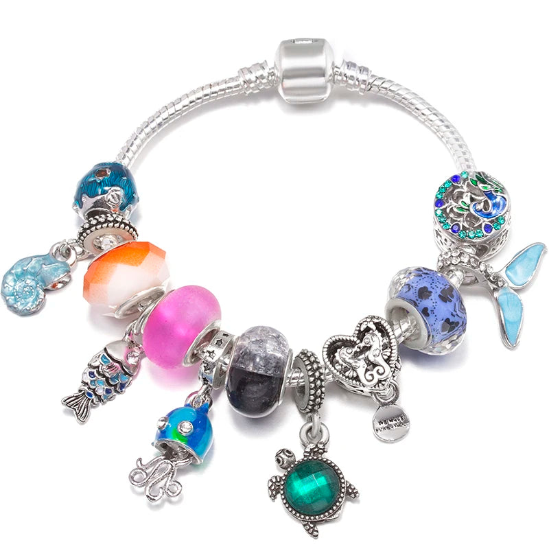 Hollow Foot Beads Charm Bracelets