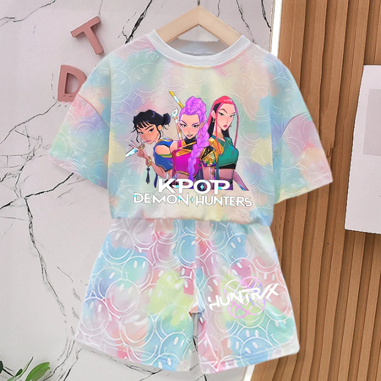 New KPOP Demon Hunters T-shirt Pants Set Girls Pajamas