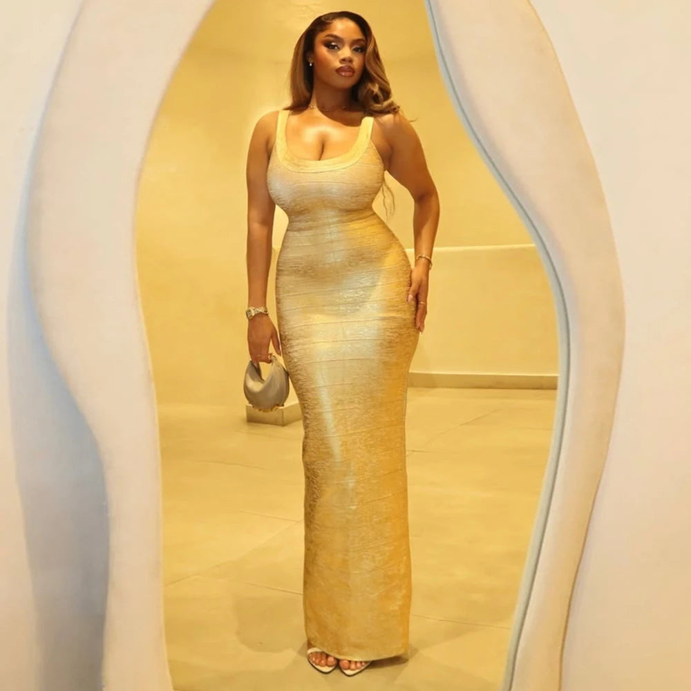 Spaghetti Strap Maxi Bandage Dress