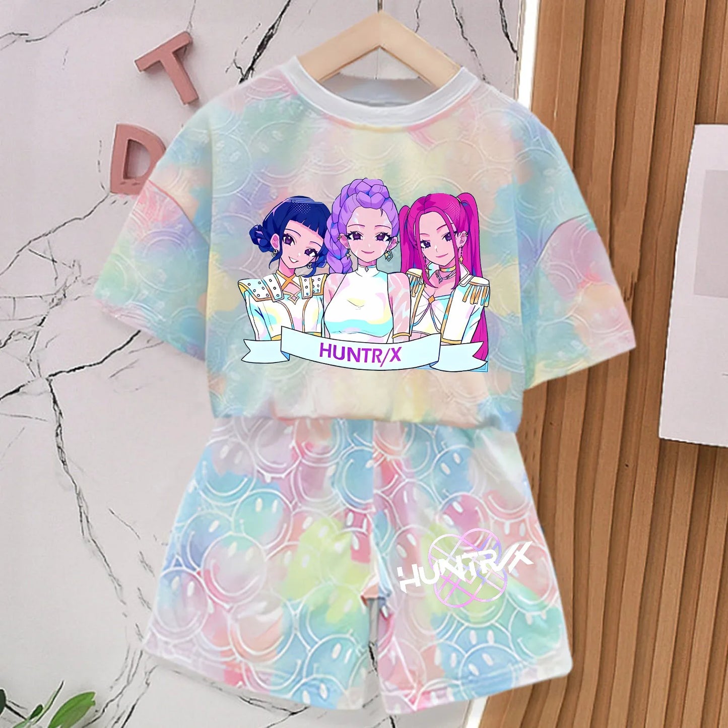 New KPOP Demon Hunters T-shirt Pants Set Girls Pajamas