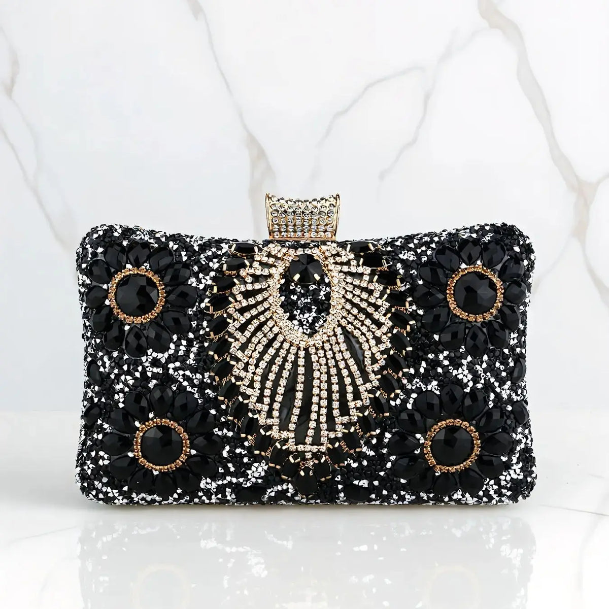 Acrylic Flower One Side Glitter Tassel  Clutch