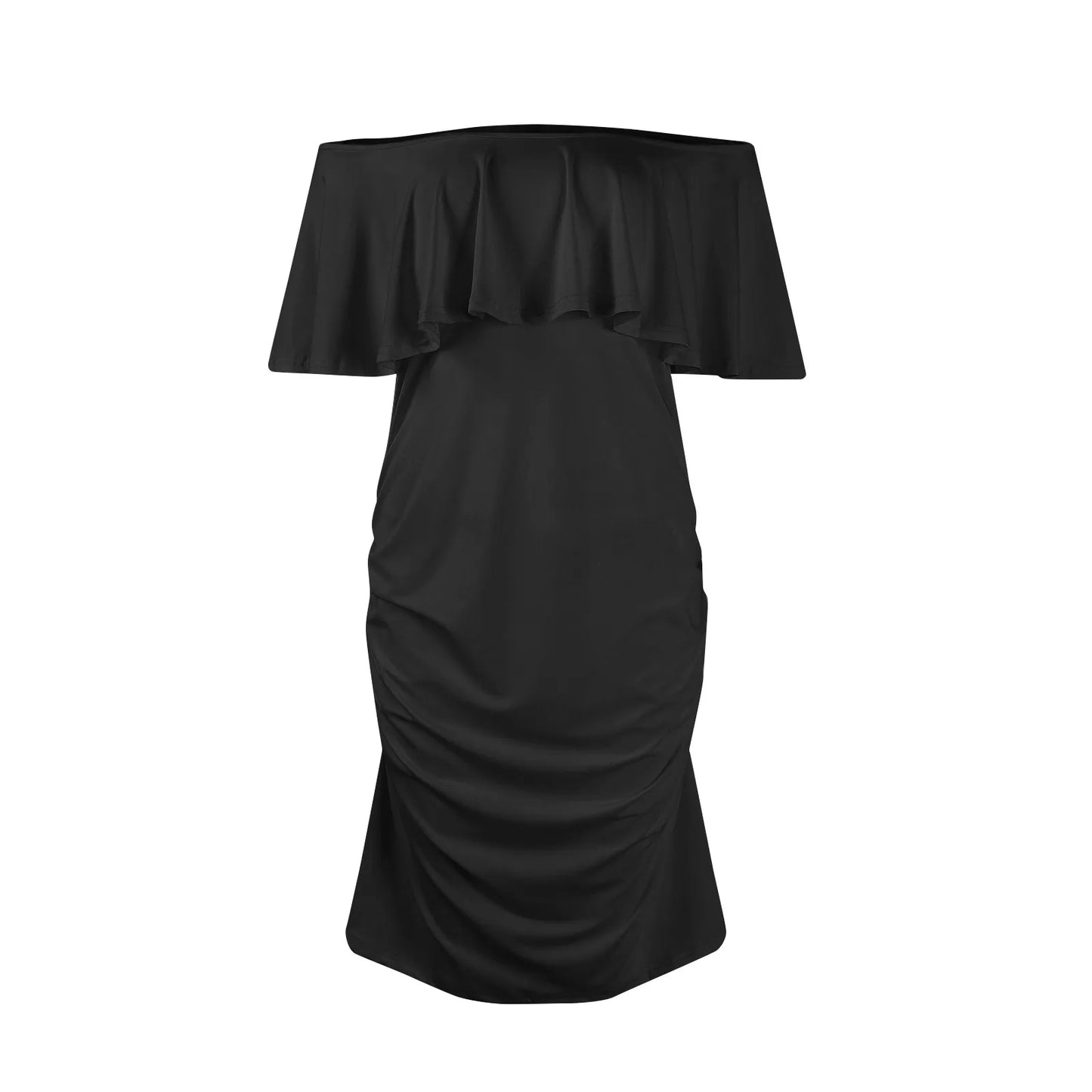 Pregnant Women Pregnancy Dress Fashion Short Sleeve Slash Neck Solid Ruffles Mama Dress Maternity Clothing Dresses