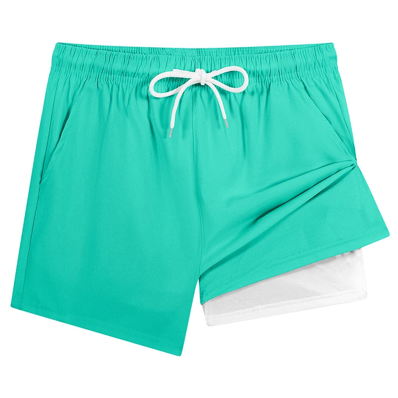 Mens Swim Trunks with Compression Liner Phone Pocket