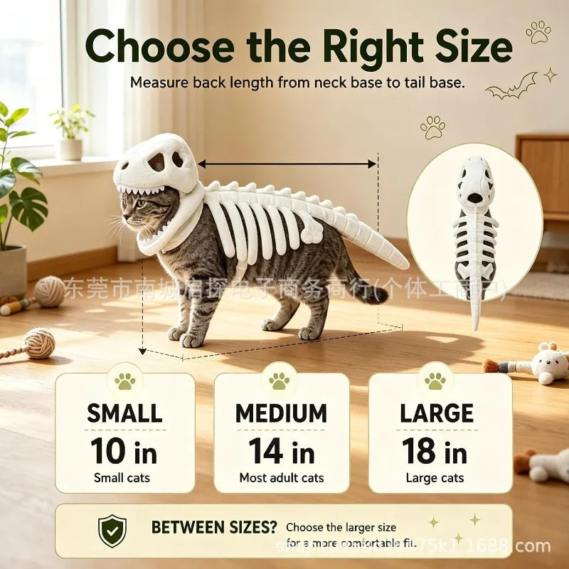 Halloween Dinosaur Skeleton Pet Hooded Costume