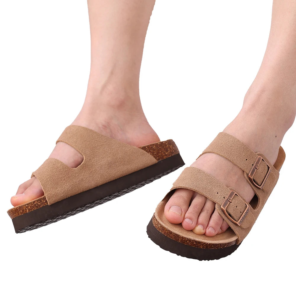 Cork Sandals For Women Men Fashion Soft Thick Sole Cork Slippers Summer Beach Sandals Home Open Toe Flat Sandals