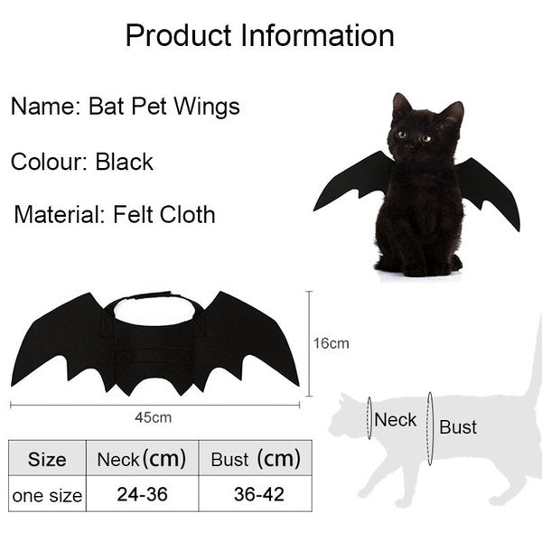 Halloween Cute Pet Clothes Black Bat Wings Harness