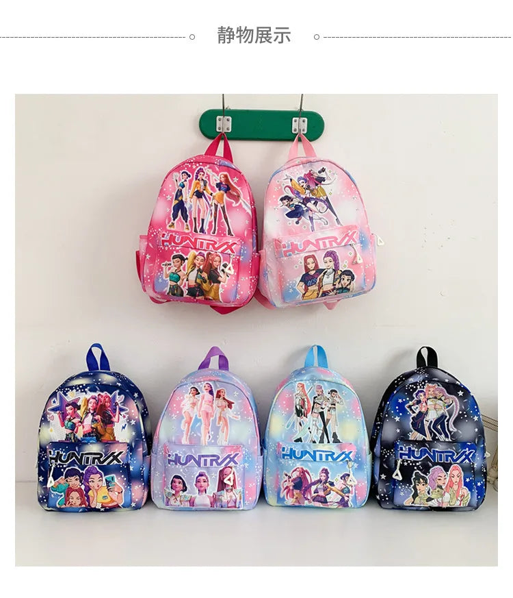 Pink 10-Inch Lightweight Backpack K D H Rumi Mira Zoey HUNTR/X Saja School Bag for Boys And Girls Kindergarten Moch
