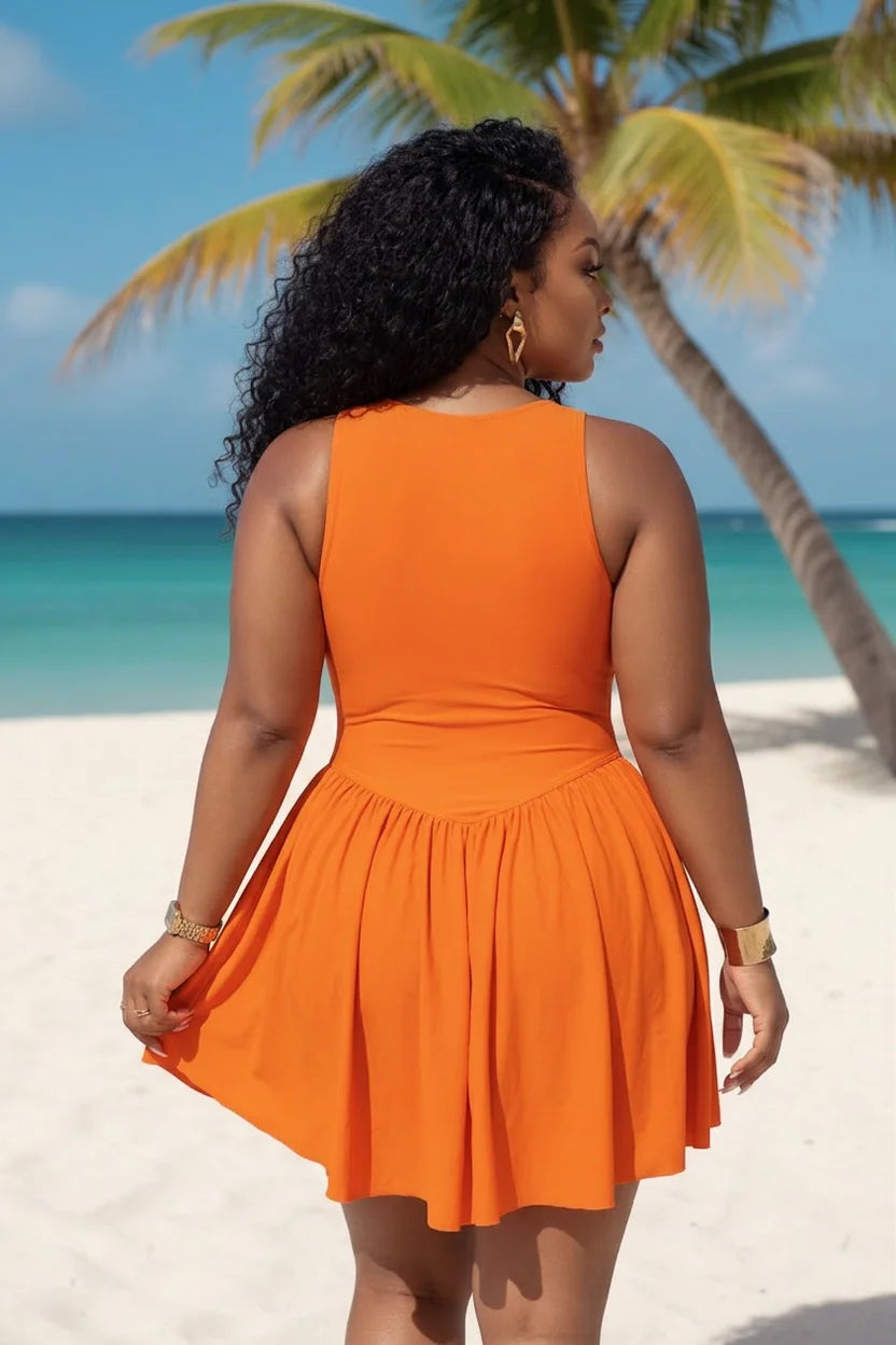Plus Size V Neck Ruffle Swimsuit
