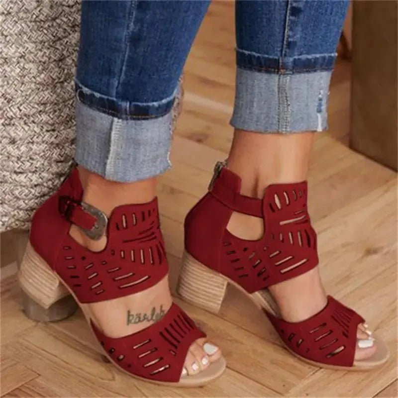 Wedge Mid Heel Summer Slip-on Buckle Shoes