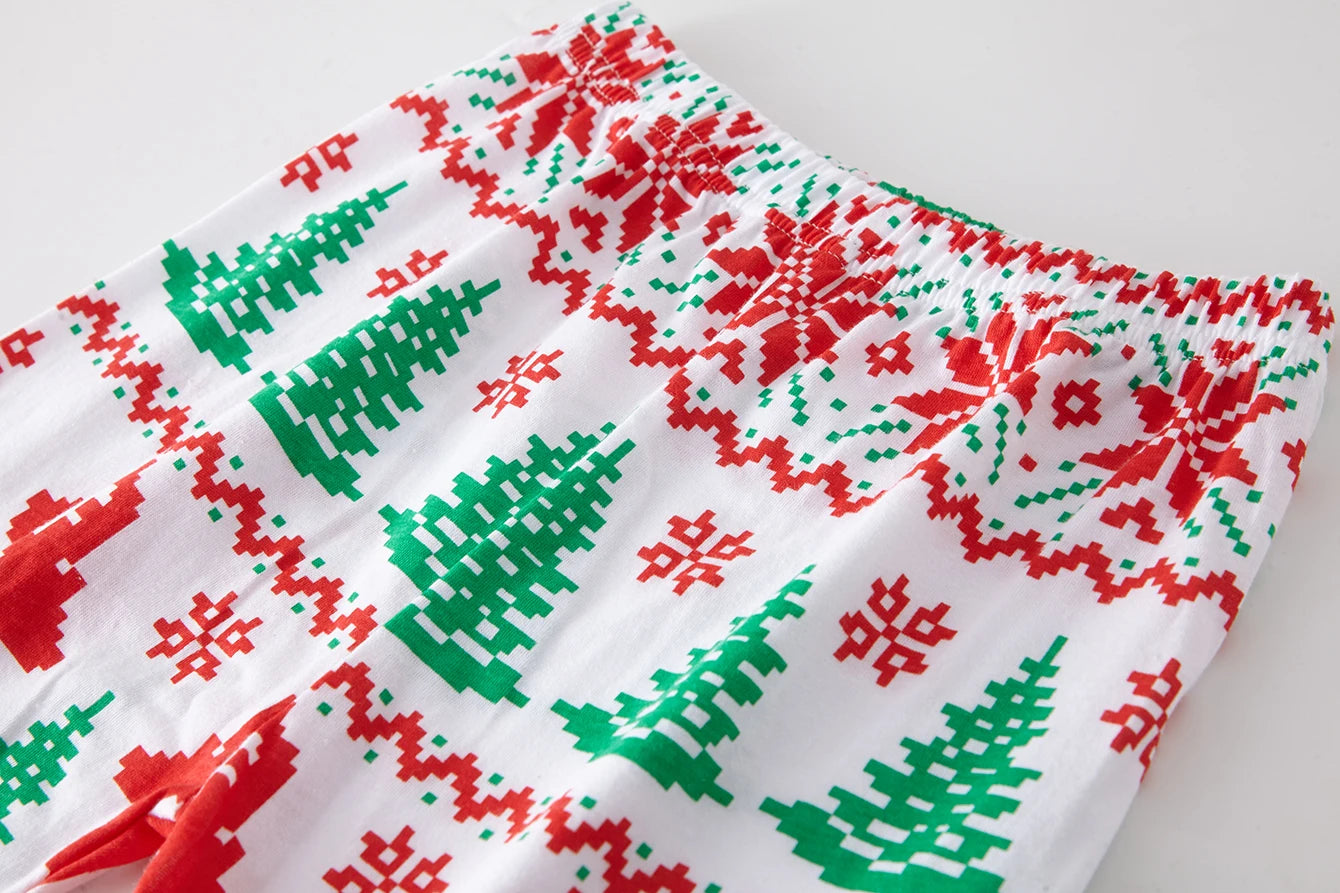 Pajamas Set Reindeer Snowflake Print 100% Cotton