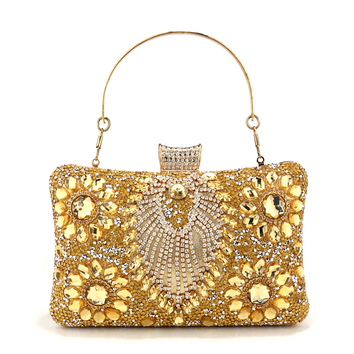 Acrylic Flower One Side Glitter Tassel  Clutch