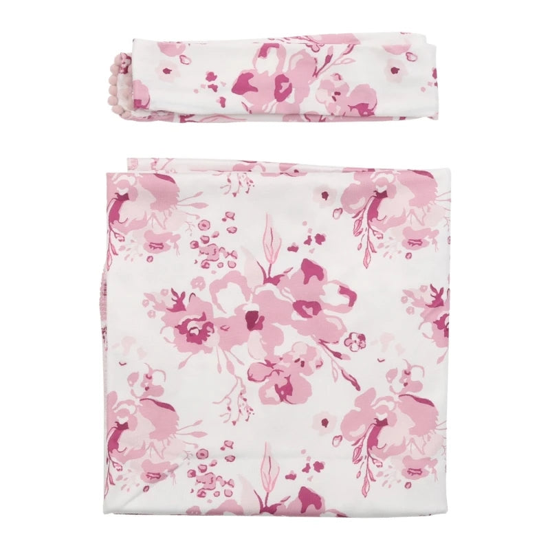 2pcs Newborn Baby Microfiber Swaddle Wrap with Beanie