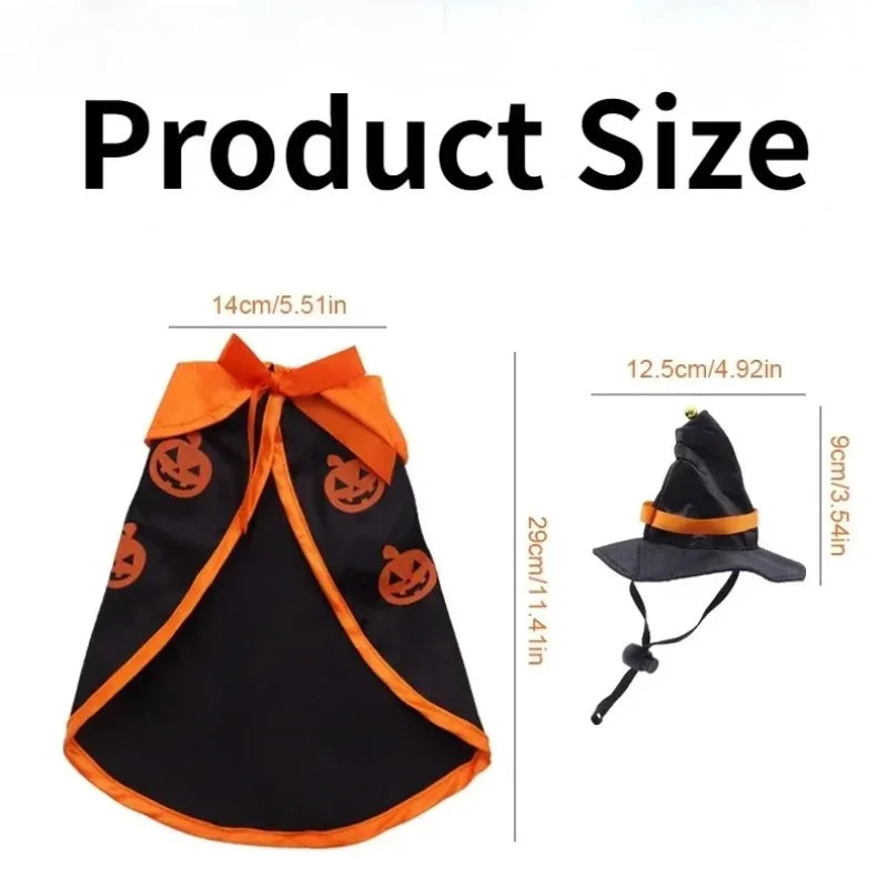 Halloween Pet Costume for Cats Breathable Cloak Shape Pumpkin Pattern Harness