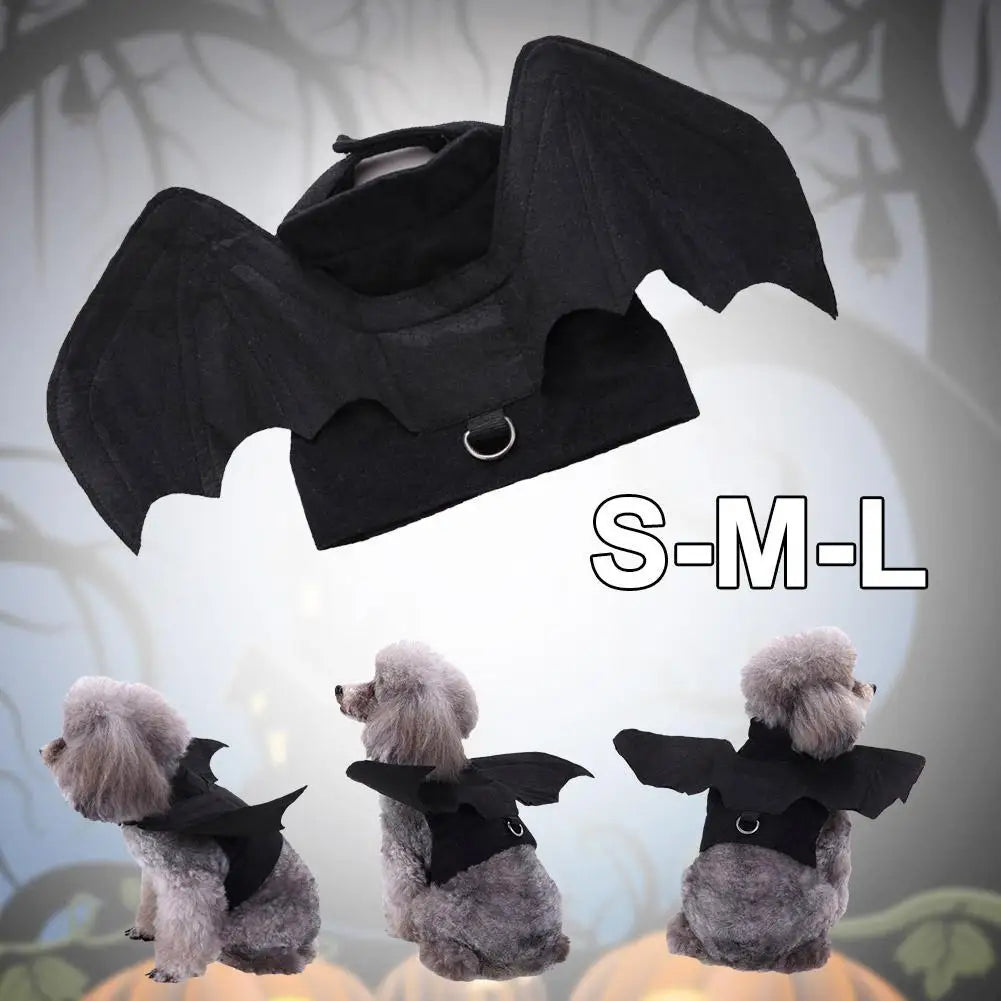 -Halloween Pet Costume - Cute Black Bat Wings Harness Costume For Cats And Dogs,