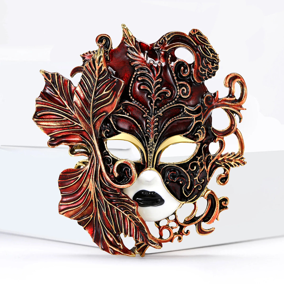 cross-border fashion creative heavy industry enamel drip oil carnival mask brooch alloy personality