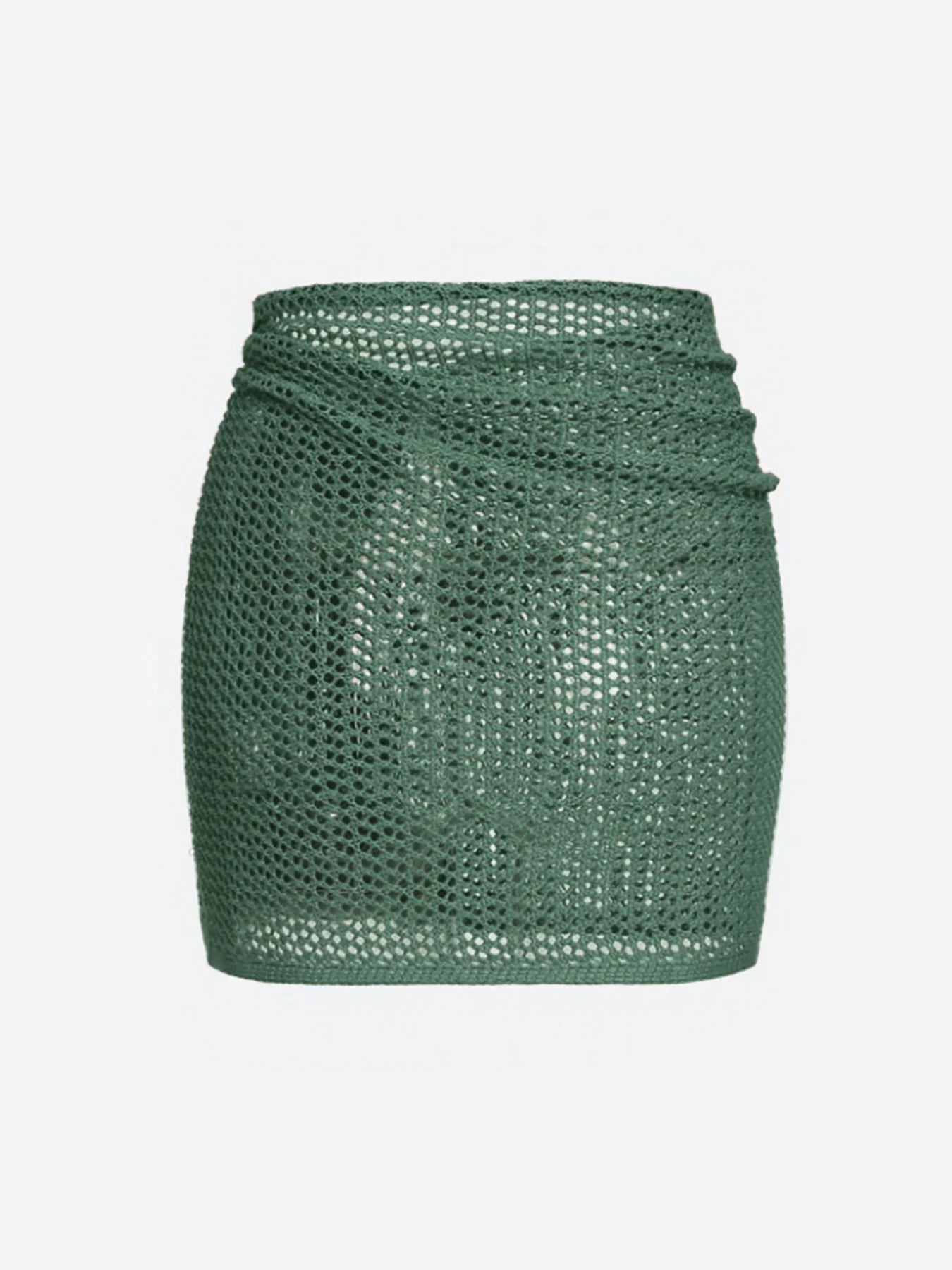 Women's Knitted Short Skirt with Hollow Straps and Slit, Sexy Beach Coverup Shirt for Summer