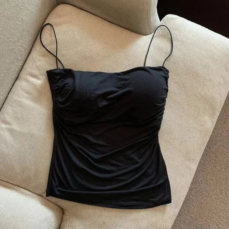 Sexy Sleeveless Tank Tops Women Casual Vest Crop Camisole Seamless Sports Underwear with Chest Pads Summer Female Bra Lingerie