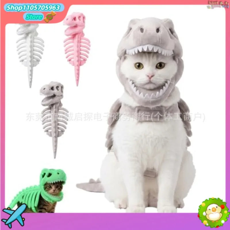 Halloween Dinosaur Skeleton Pet Hooded Costume