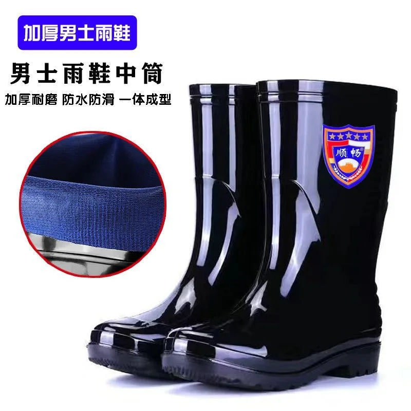 Low High Tube Black Women Men's Rain Boots Waterproof Fishing Boots Couple Non-slip t