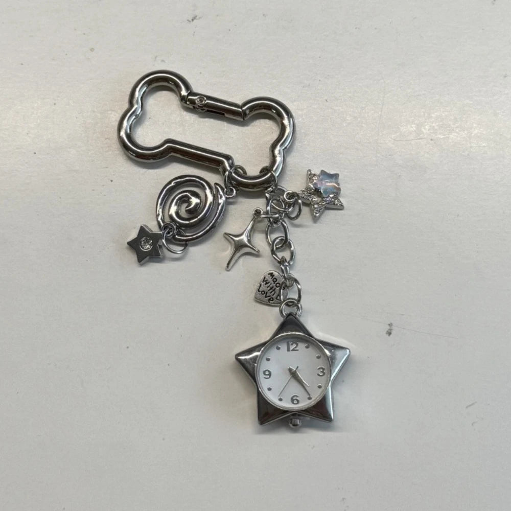 Star Pocket Adjustable Watch Clock Keychain Zinc Alloy