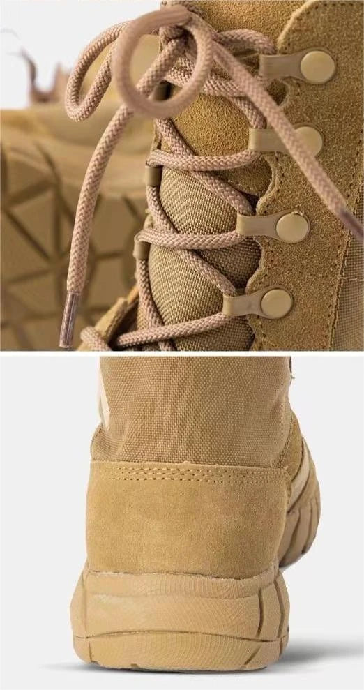 Man Lightweight Tactical Boots Combat Anti-Collision Training Lace Up Waterproof Outdoor Hiking Breathable Shoe