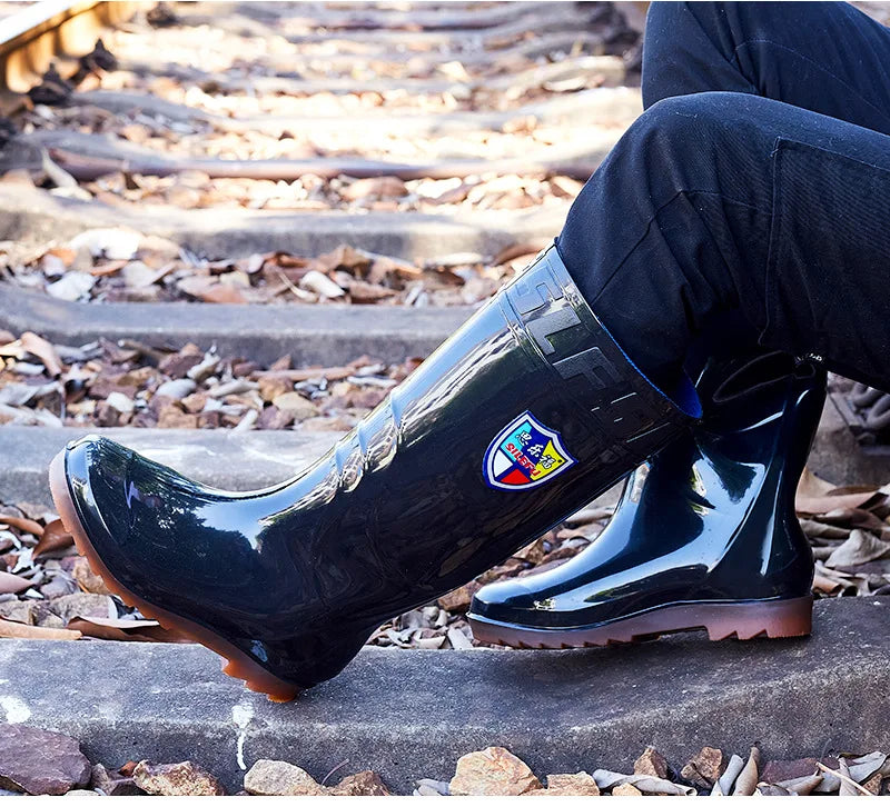 Low High Tube Black Women Men's Rain Boots Waterproof Fishing Boots Couple Non-slip t