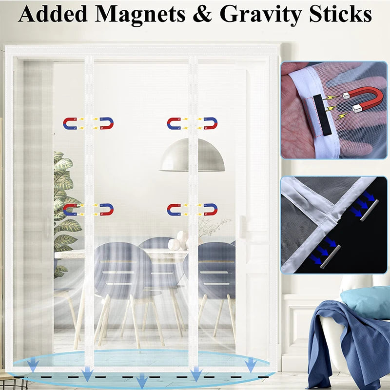 White Magnetic Door Screen Mosquito Net
