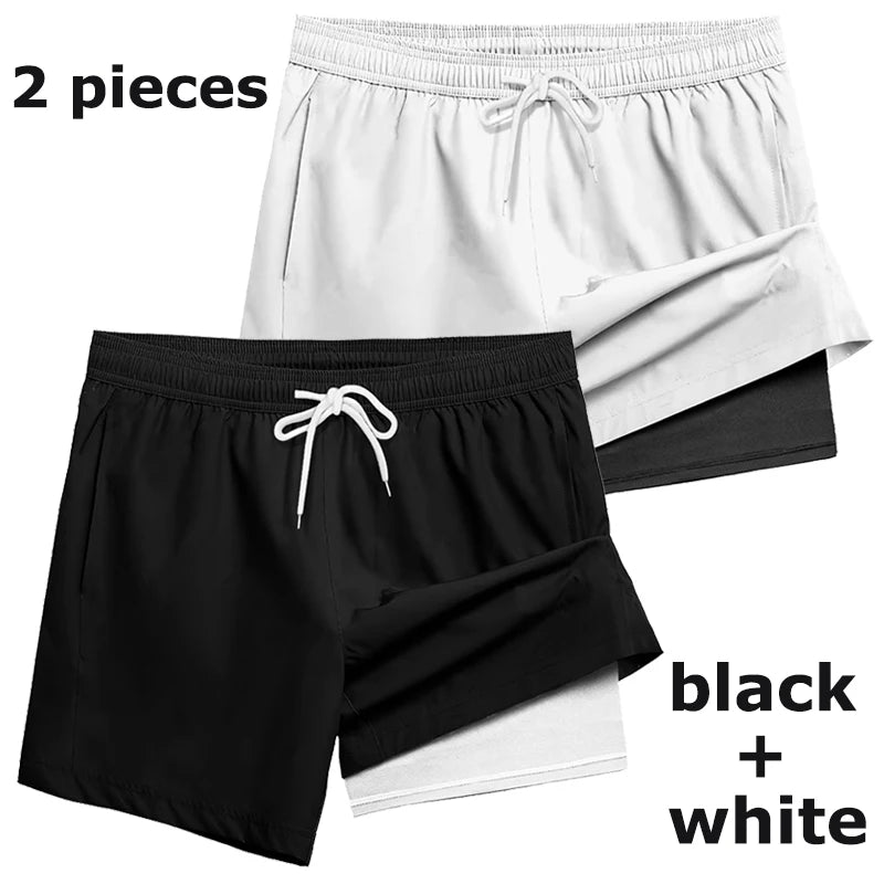 Mens Swim Trunks with Compression Liner Phone Pocket