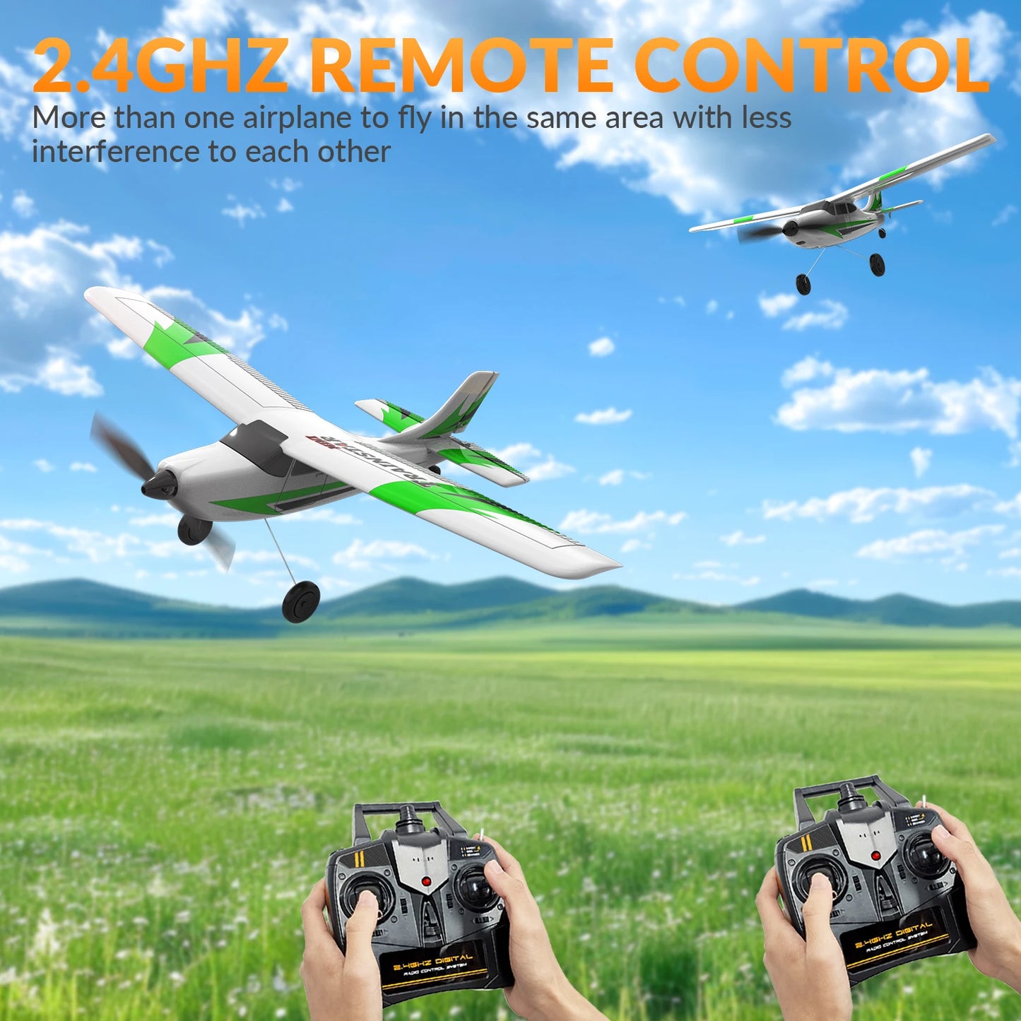 VOLANTEXRC RC Airplane Mini Trainstar 2.4GHz 3CH 3level Flight Control Fixed Wing Airplane Remote Control One-Key U-Turn Easy To Fly For Beginners 761-1RTF