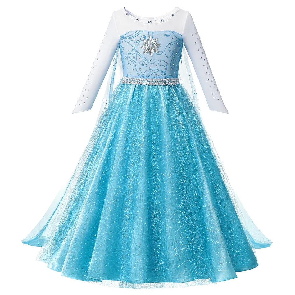 Elsa Anna Snow Queen Dress for Girls Princess Costume Birthday Halloween Christmas Carnival Outfit Kids Cosplay 2-8Y Vestido