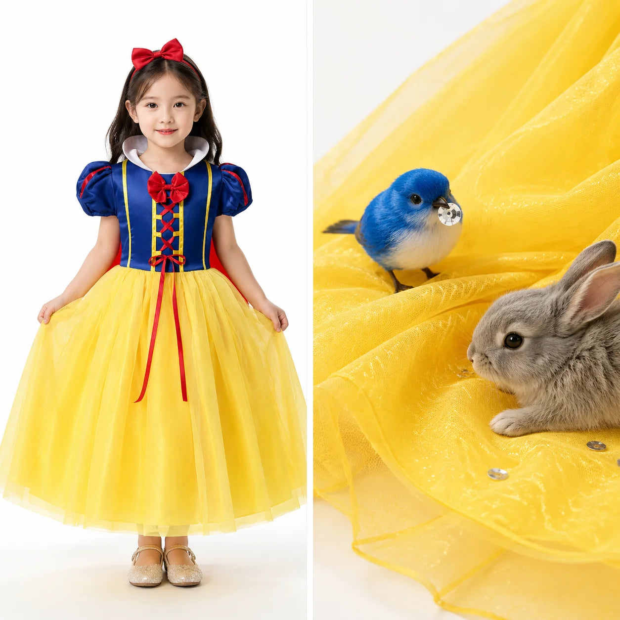 Snow White Princess Dress Girls Halloween Party Costume Role Play Outfit for Toddler Kid Children Cartoon Fancy Cosplay Clothing